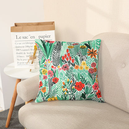 Eco-friendly Floral Bamboo Linen Pillow Cover