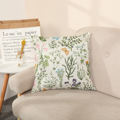 Eco-friendly Floral Bamboo Linen Pillow Cover