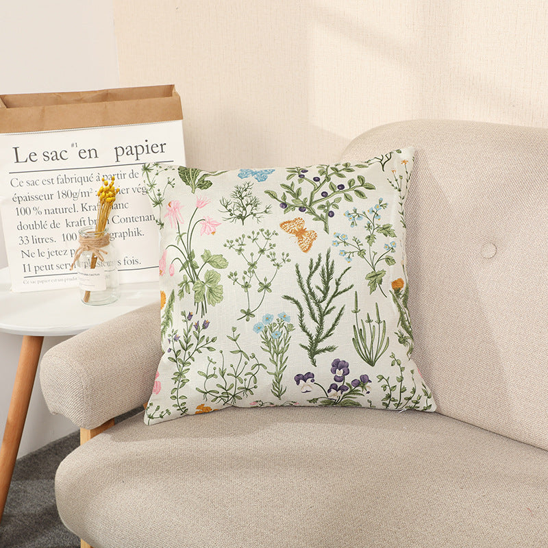 Eco-friendly Floral Bamboo Linen Pillow Cover