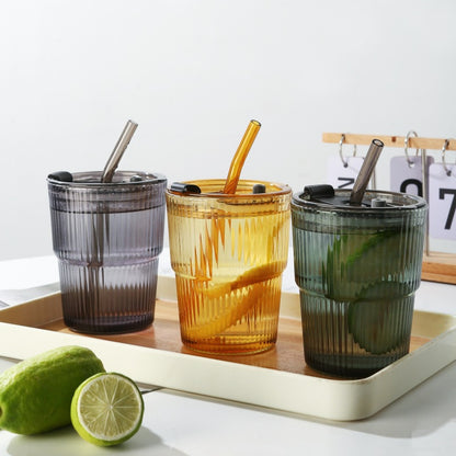 Eco-friendly Trendy Bamboo Glass Cup with Straw and Sleeve