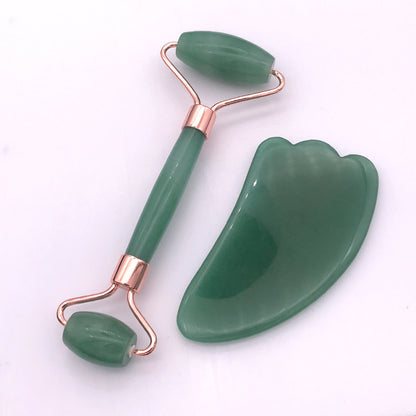 Pink Crystal Facial Roller Jade Set
