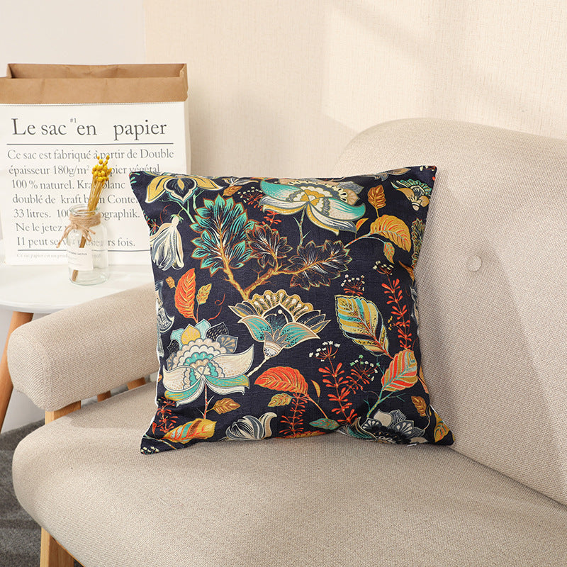 Eco-friendly Floral Bamboo Linen Pillow Cover