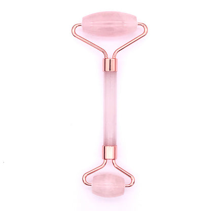 Pink Crystal Facial Roller Jade Set