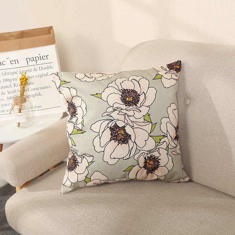 Eco-friendly Floral Bamboo Linen Pillow Cover