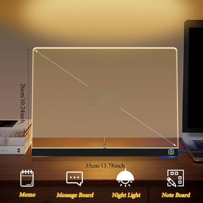 LED RGB Note Board, Acrylic Dry Erase Board with LED Light, Include, Hanging Chain, Led Drawing Board for Children Xmas Gifts