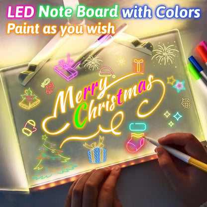 LED RGB Note Board, Acrylic Dry Erase Board with LED Light, Include, Hanging Chain, Led Drawing Board for Children Xmas Gifts