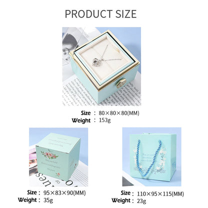 Custom Color Photo Projection Necklace With 360° Rotating Rose Gift Box Heart Pendant For Women Stainless Steel Chain Jewelry