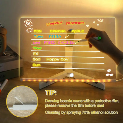 LED RGB Note Board, Acrylic Dry Erase Board with LED Light, Include, Hanging Chain, Led Drawing Board for Children Xmas Gifts