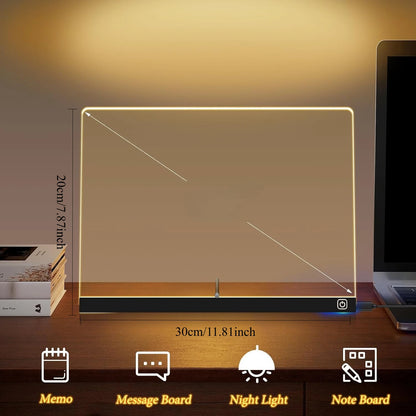 LED RGB Note Board, Acrylic Dry Erase Board with LED Light, Include, Hanging Chain, Led Drawing Board for Children Xmas Gifts