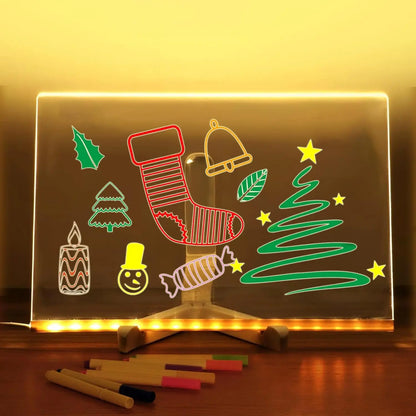 LED RGB Note Board, Acrylic Dry Erase Board with LED Light, Include, Hanging Chain, Led Drawing Board for Children Xmas Gifts