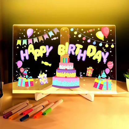 LED RGB Note Board, Acrylic Dry Erase Board with LED Light, Include, Hanging Chain, Led Drawing Board for Children Xmas Gifts