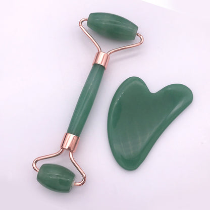 Pink Crystal Facial Roller Jade Set