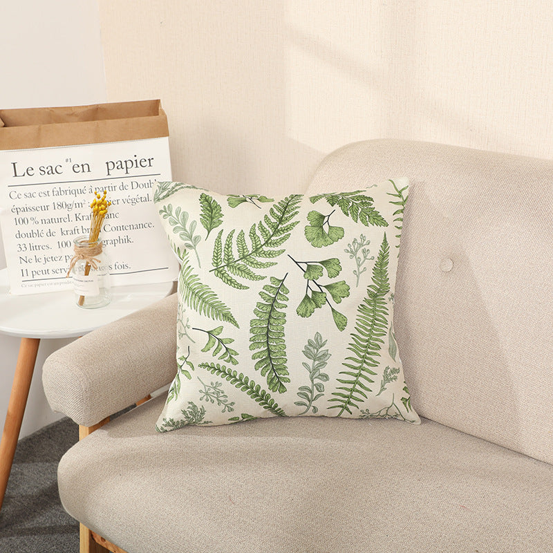 Eco-friendly Floral Bamboo Linen Pillow Cover