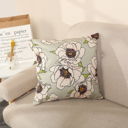 Eco-friendly Floral Bamboo Linen Pillow Cover